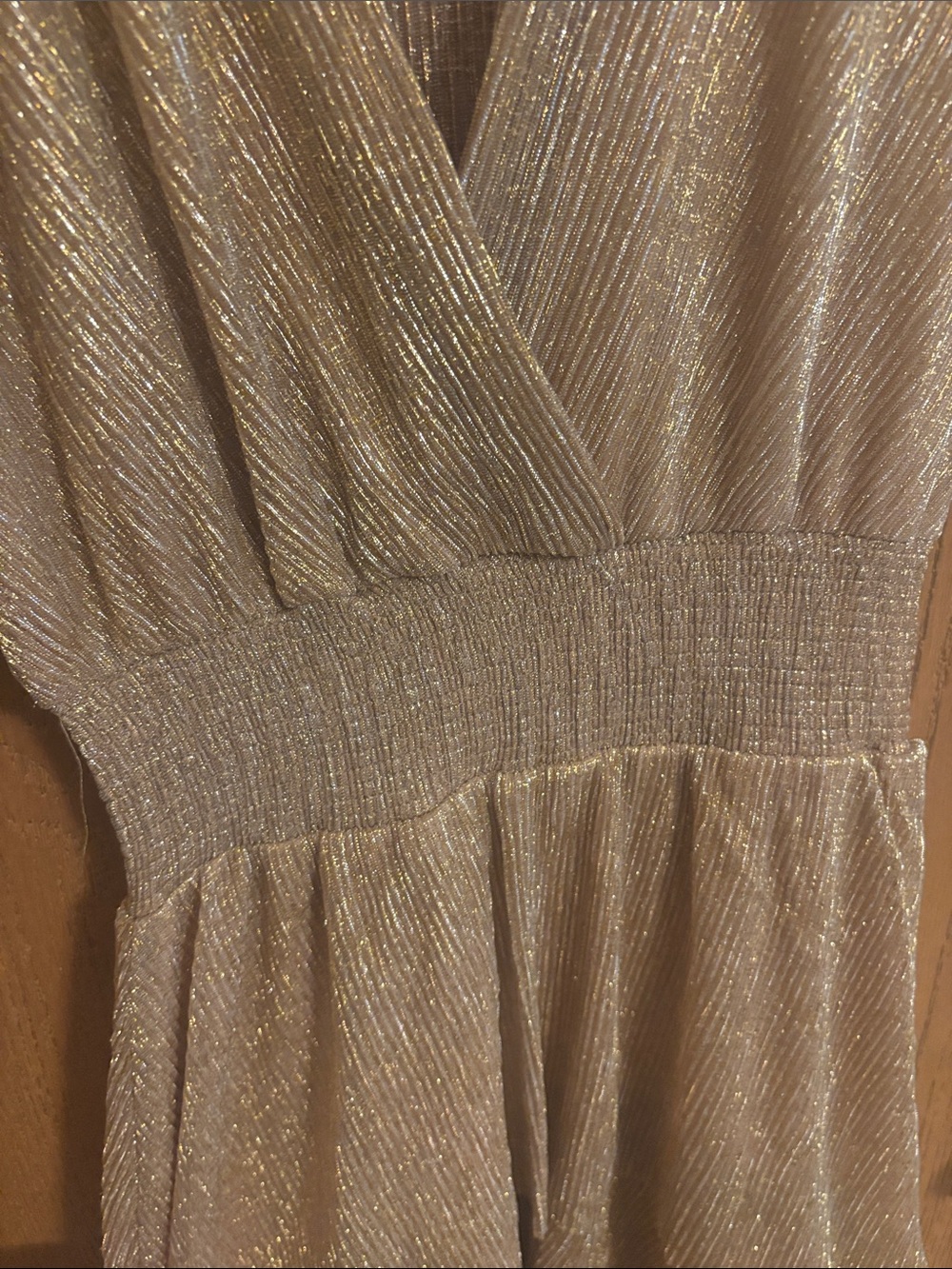 Emerald Sundae Metallic Gold Ruffle High-Low Dress - Picture 3 of 4